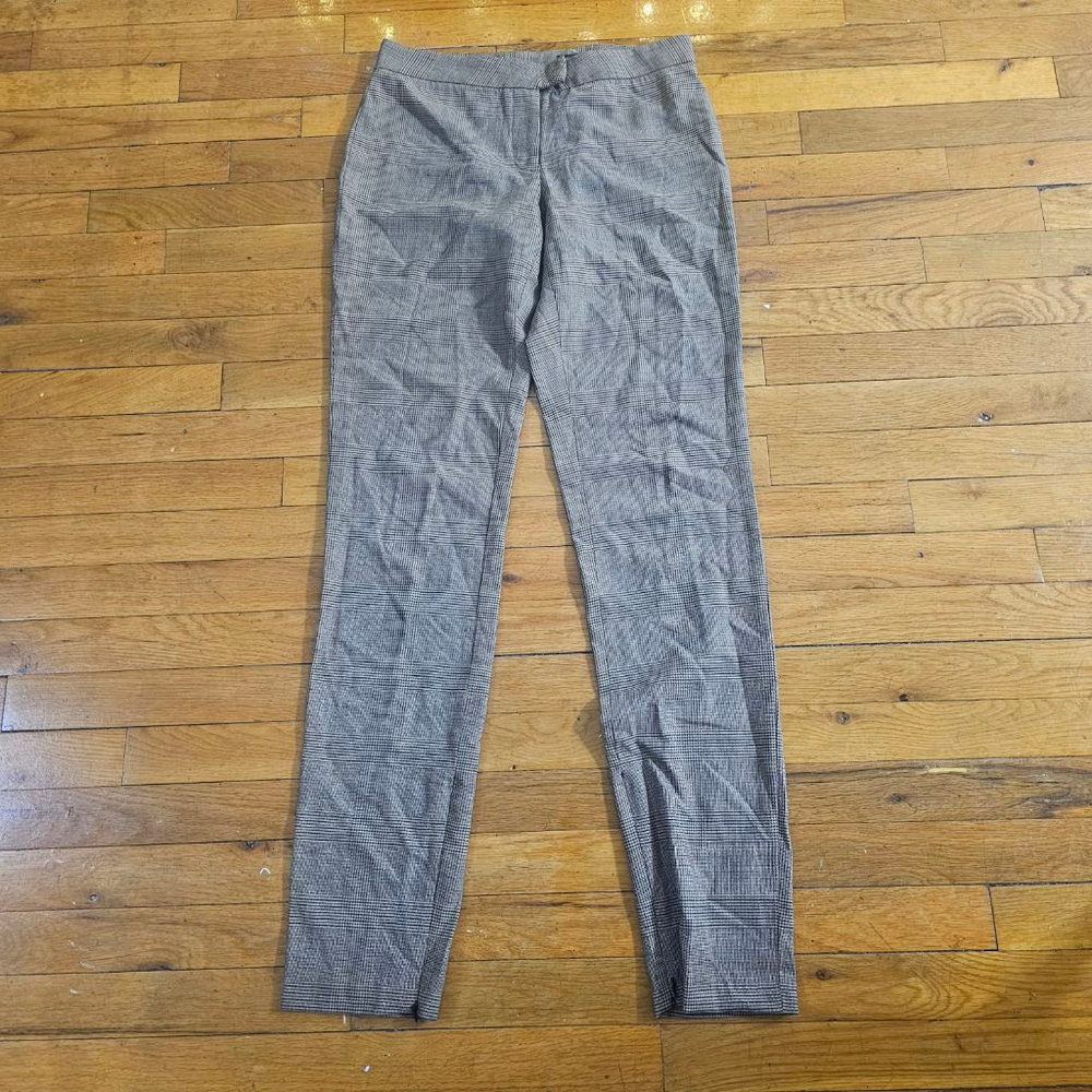 Rag & Bone Brown Black Plaid Wool Blend Trousers Size 2